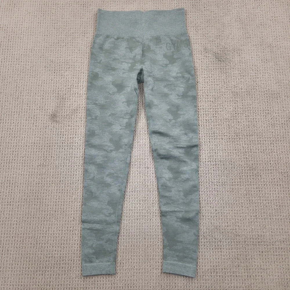Lot of 2 Gymshark Adapt Camo Seamless Leggings‎ - Lavender & Green Womens Small